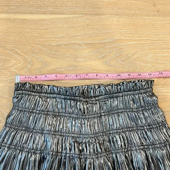 Current Air Anthropologie Metallic Silver Pleated Tiered Skirt Ruffles Small NYE - Picture 12 of 12